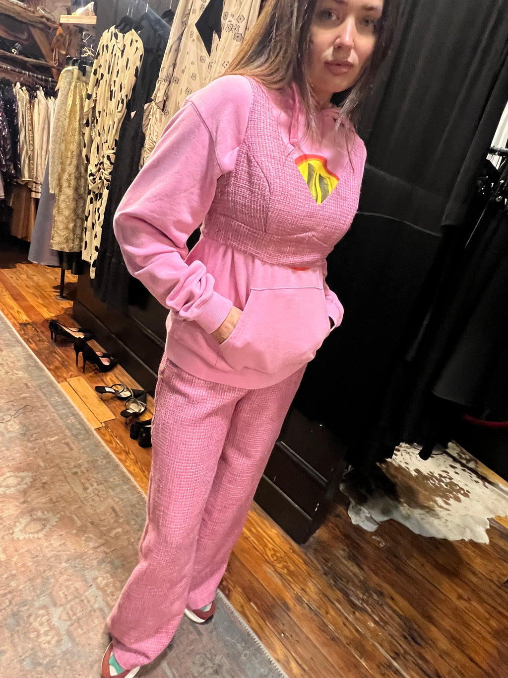 pink tweed set