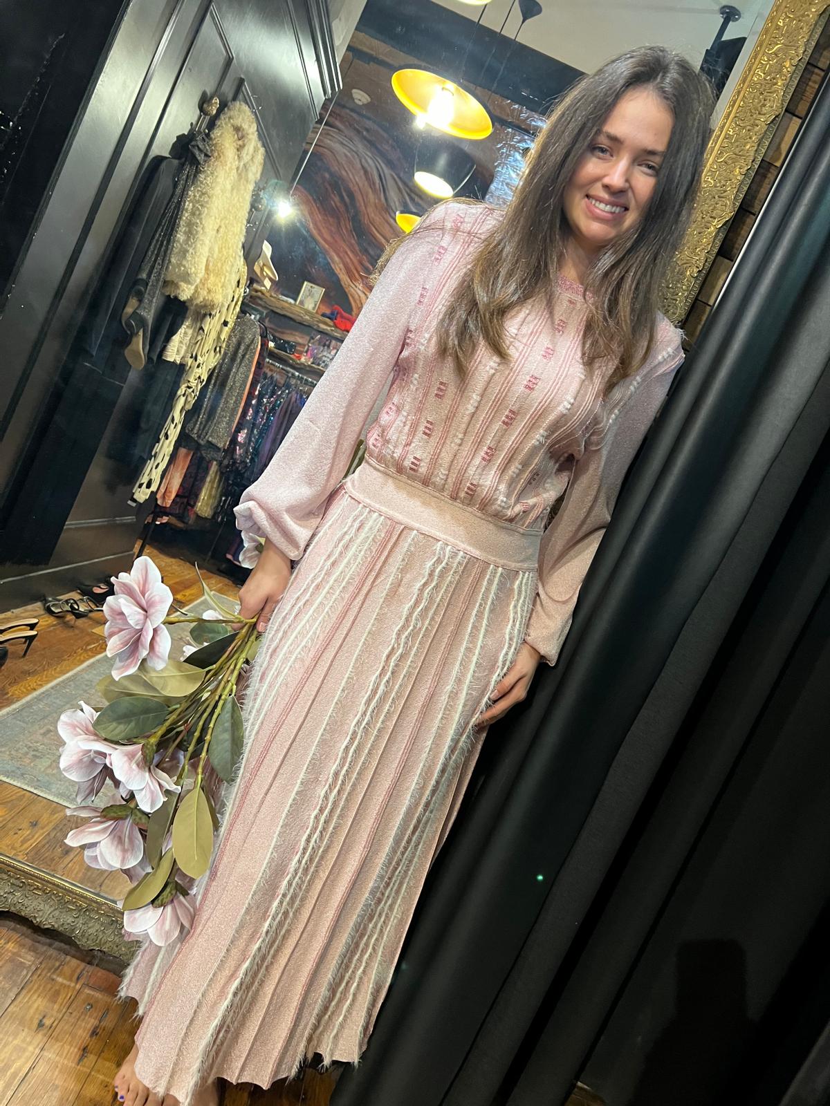 Light pink feather bottom dress