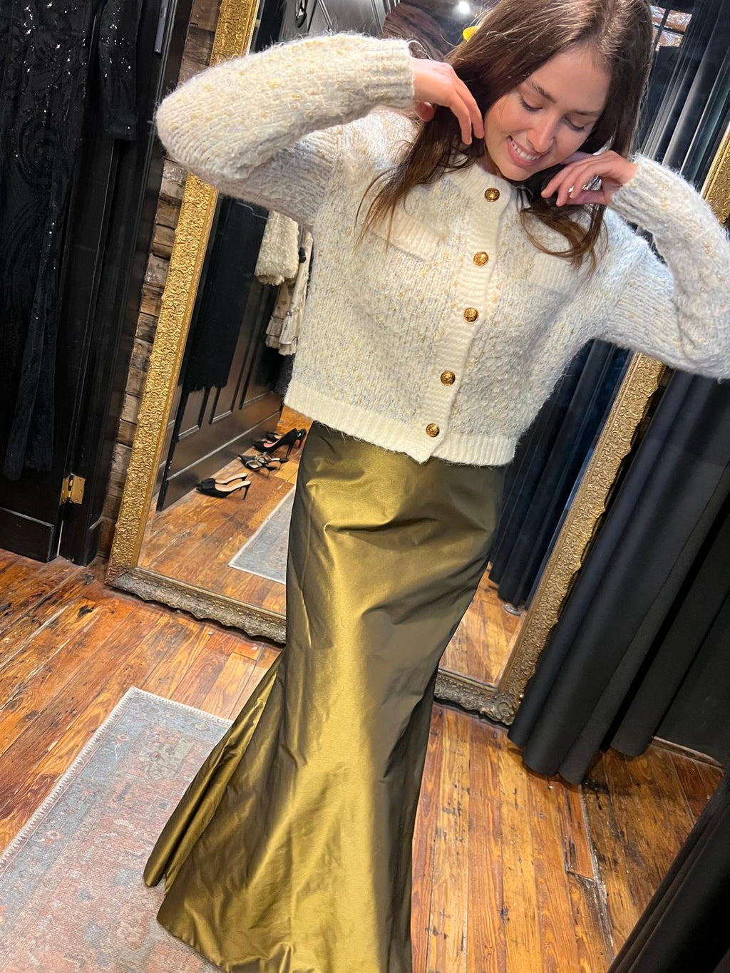 Boxy white gold Cardigan