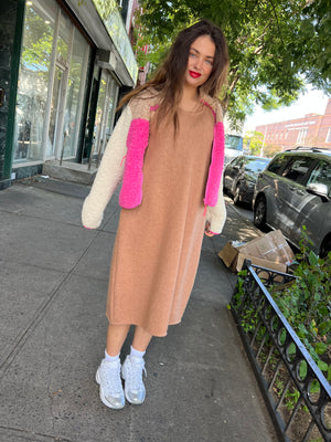 boucle pink zip up jacket