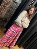 box pleated pink/purple maxi skirt