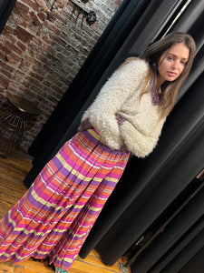 box pleated pink/purple maxi skirt