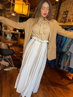 cream chiffon maxi skirt with velvet ribbons