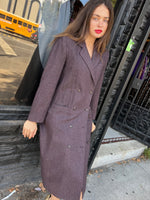 plum double breasted wool coat dress