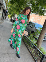 flannel floral green maxi