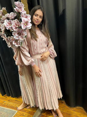 Light pink feather bottom dress