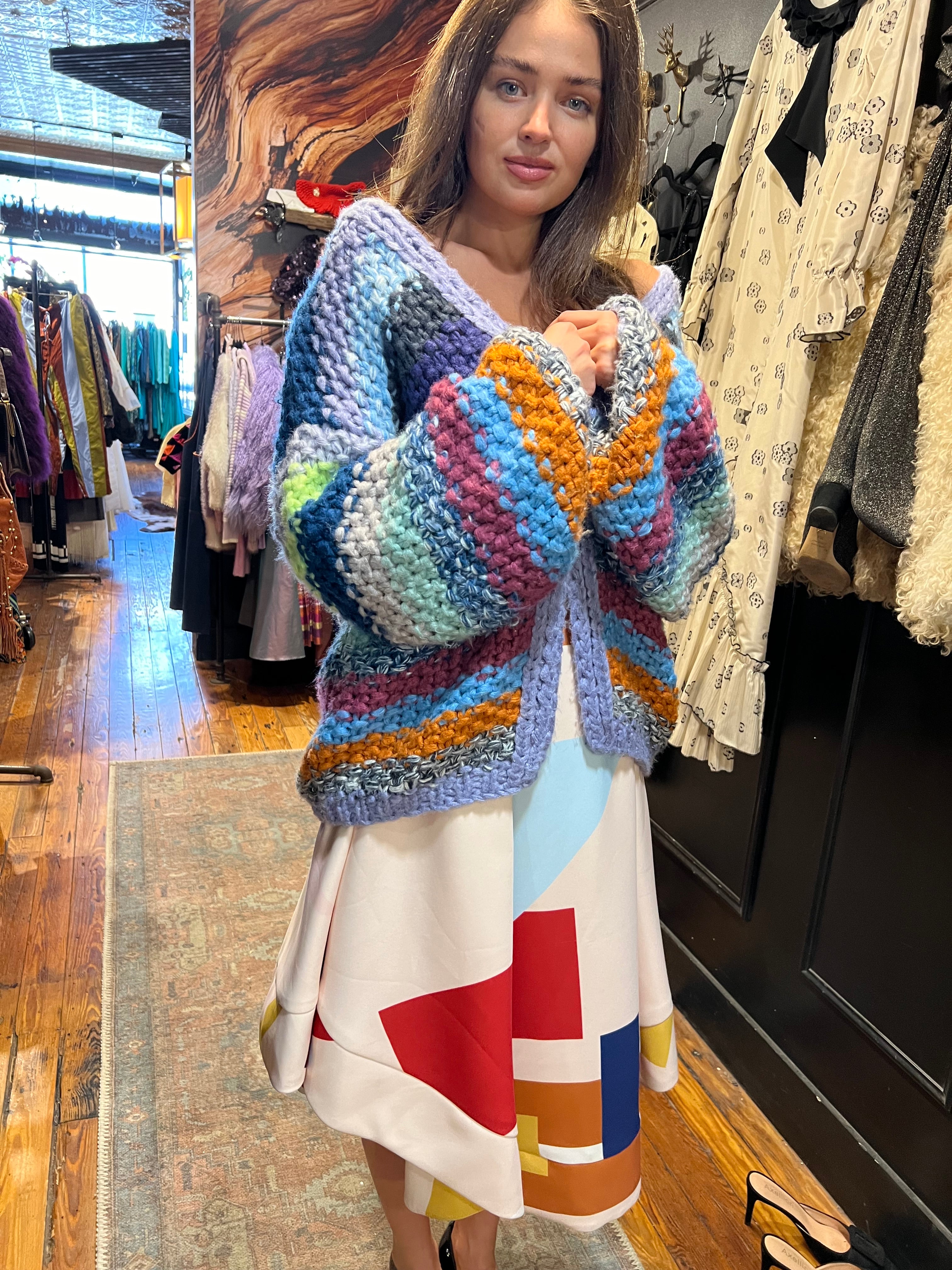 high low geometric circle skirt