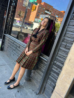 Plaid velvet bow dress