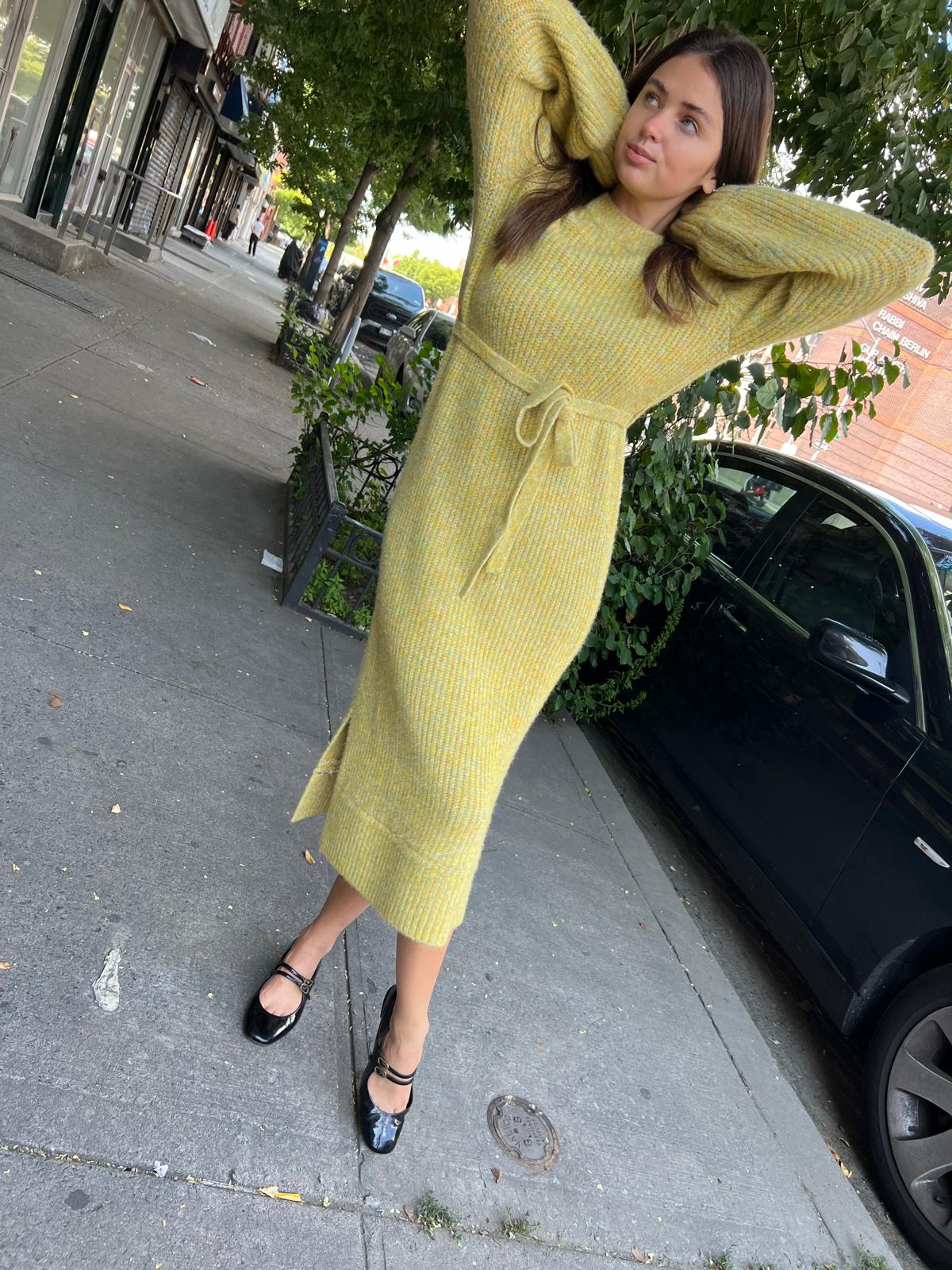yellow sweater dress Chartreuse sweater dress MyMothersArmoire yellow sweater dress Chartreuse sweater dress MyMothersArmoire