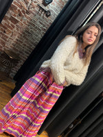 box pleated pink/purple maxi skirt