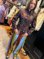 colorful vertical silk shantung pants