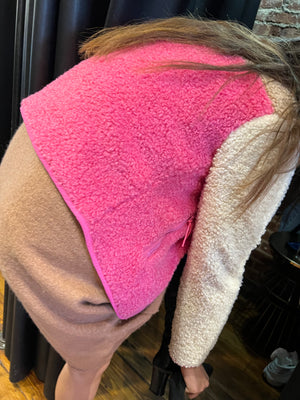 boucle pink zip up jacket