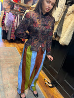 colorful vertical silk shantung pants