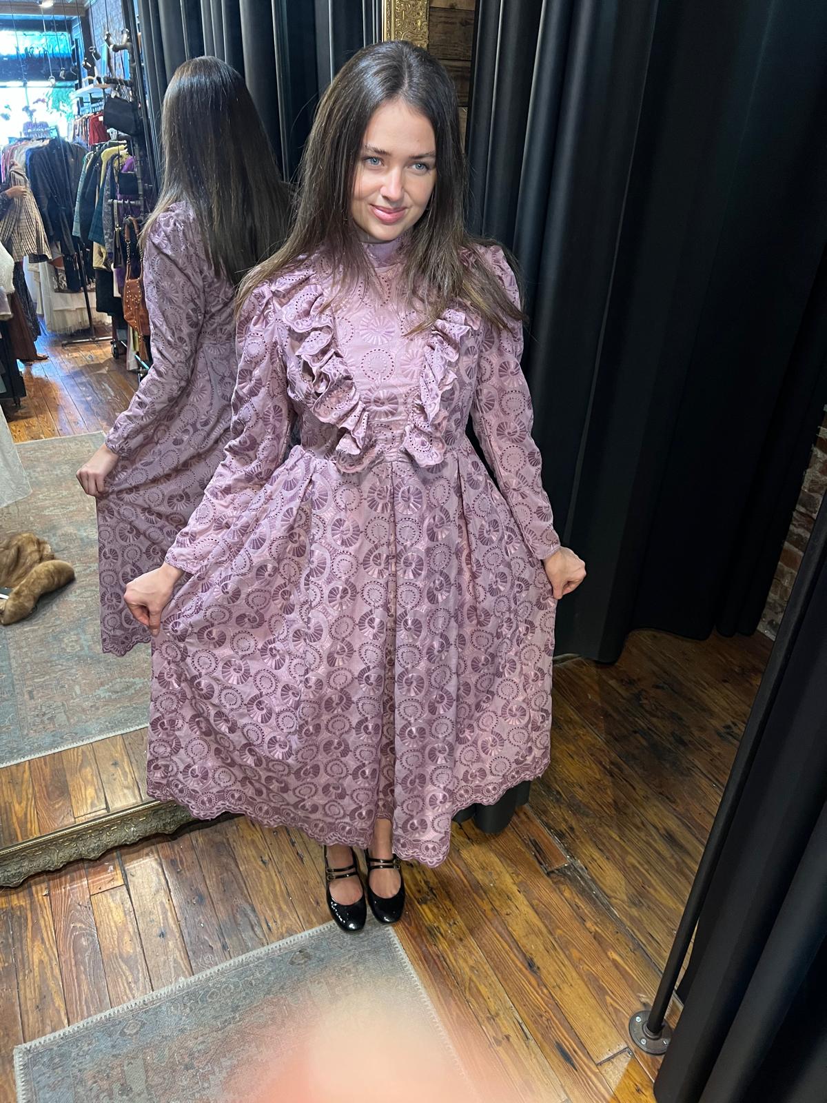Ruffle lilac midi dress