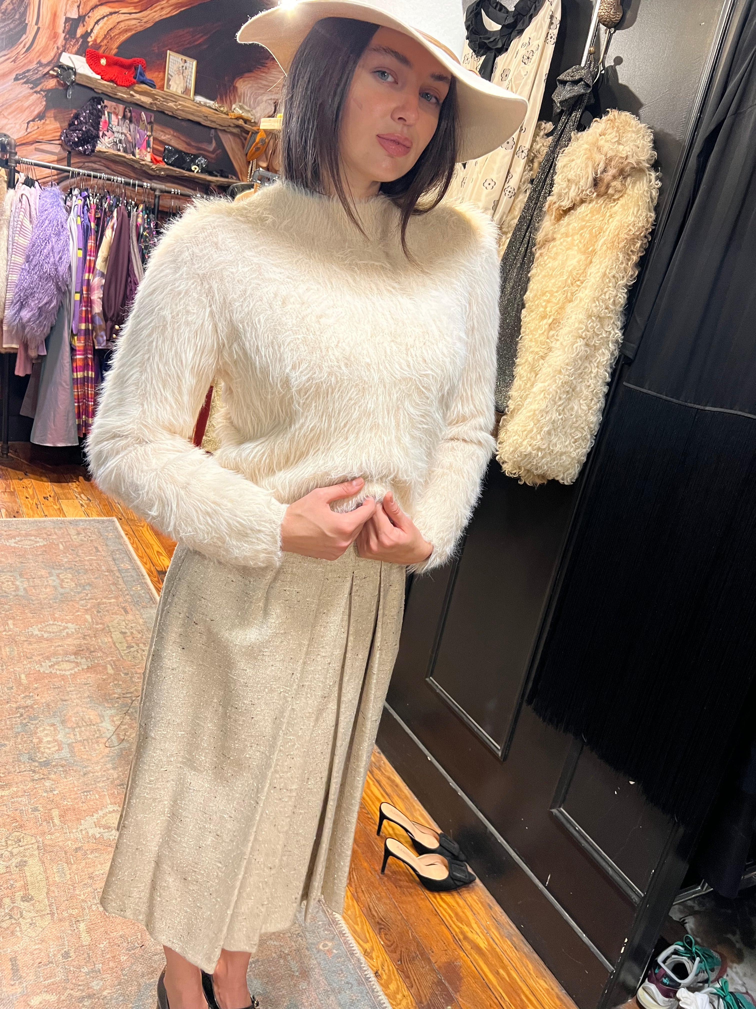 cream angora sweater MyMothersArmoire