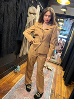 camel gaberdine pant suit