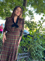 Plaid velvet bow dress