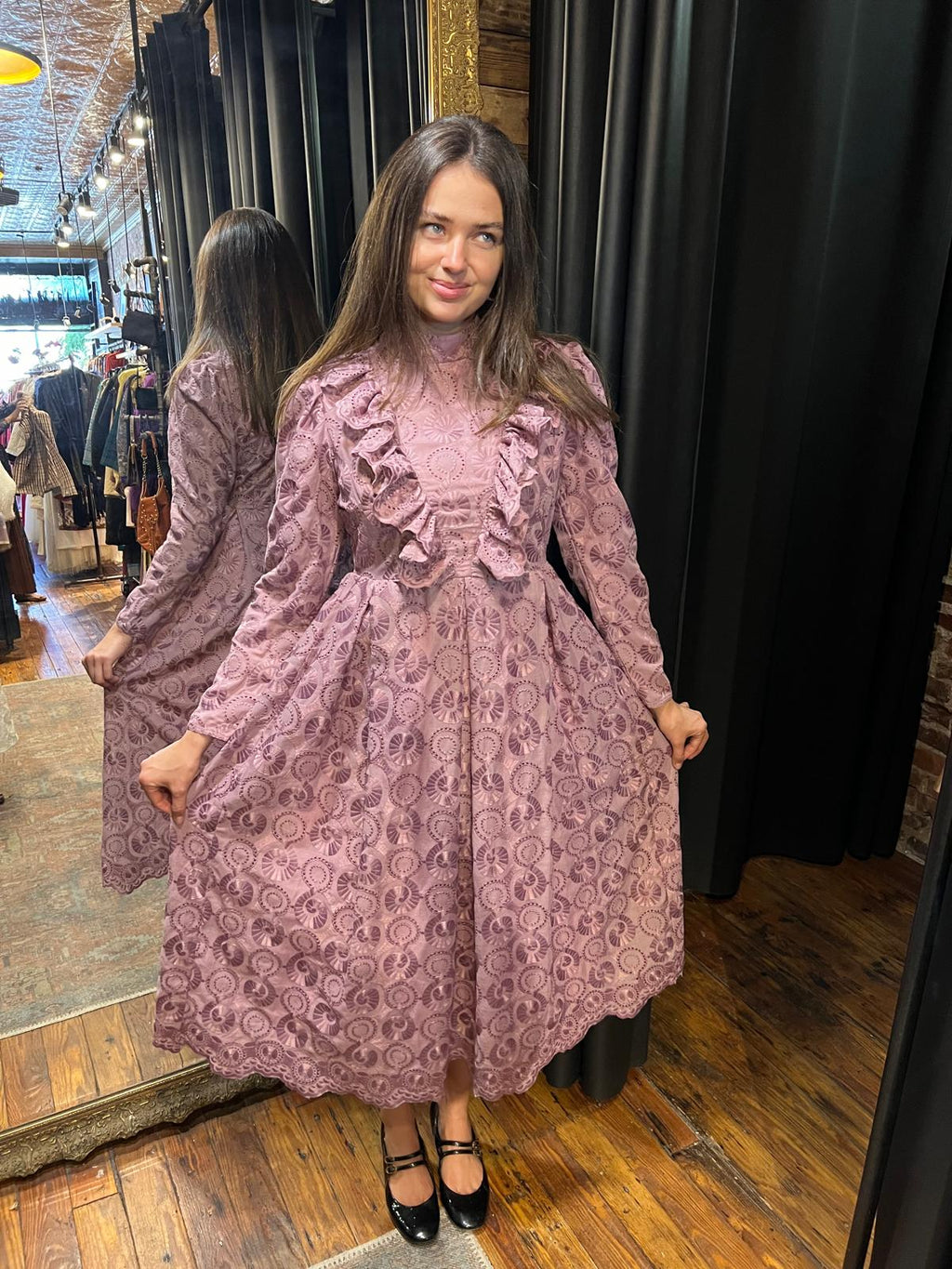Ruffle lilac midi dress