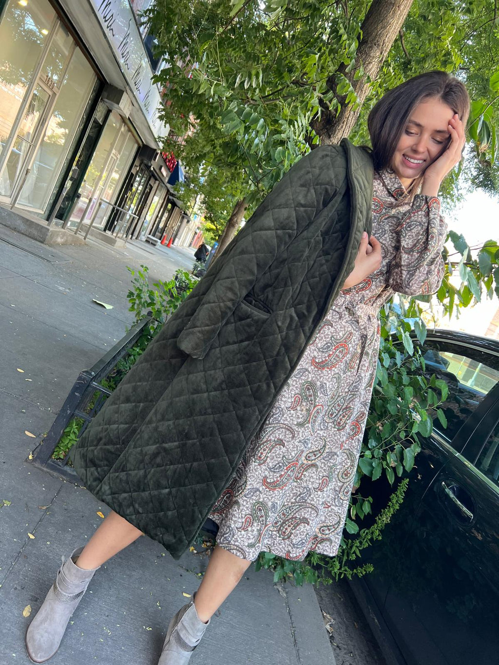 Puffy green coat