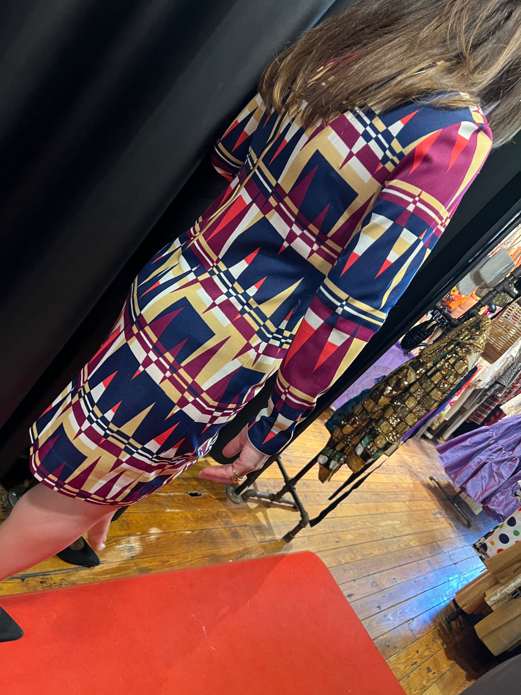 powerful geometric shift dress