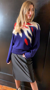 Red white blue angora sweater