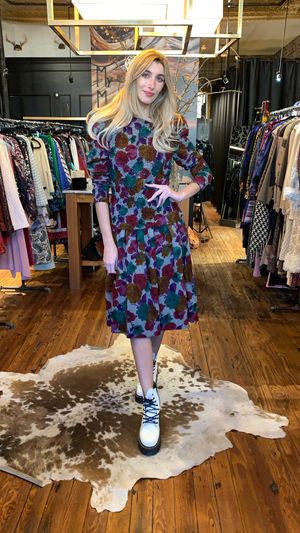Watercolor puckered floral dress
