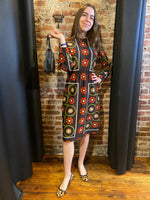 chocolate geometric dress