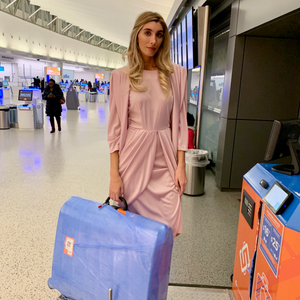 Baby pink swag dress