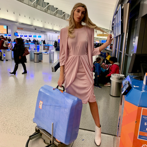 Baby pink swag dress