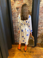 White silk shift dress