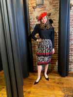 Black and red tiered paisley dress