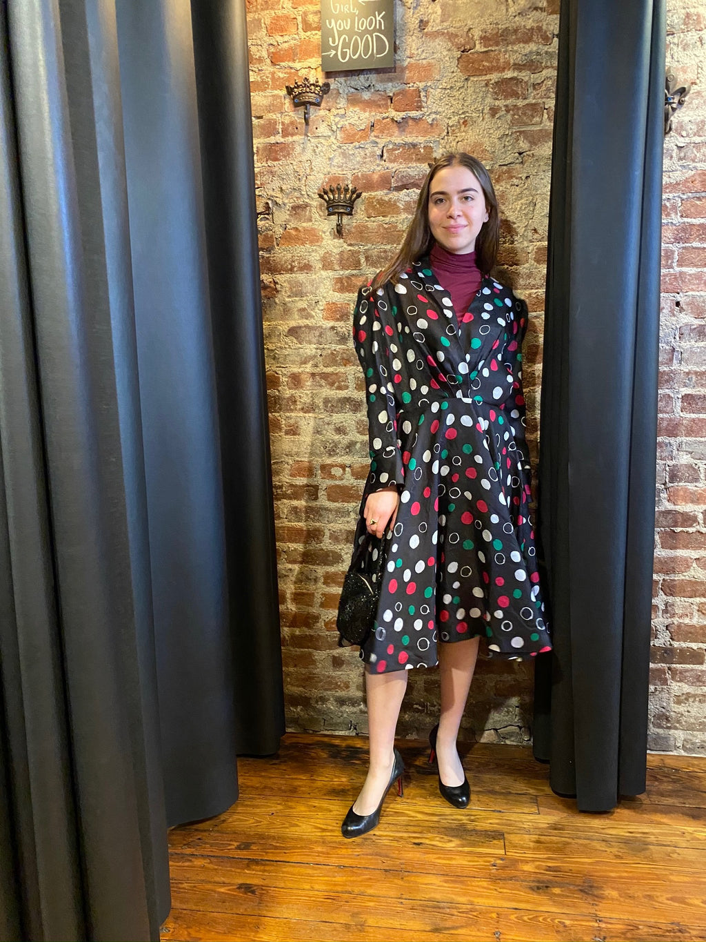 Polka dot chiffon dress