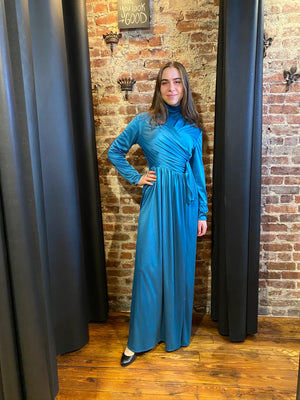 Wrap bodice royal blue maxi