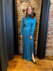 Wrap bodice royal blue maxi