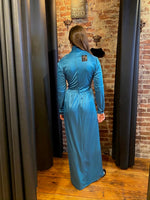 Wrap bodice royal blue maxi