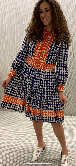 Blue and red checked dress