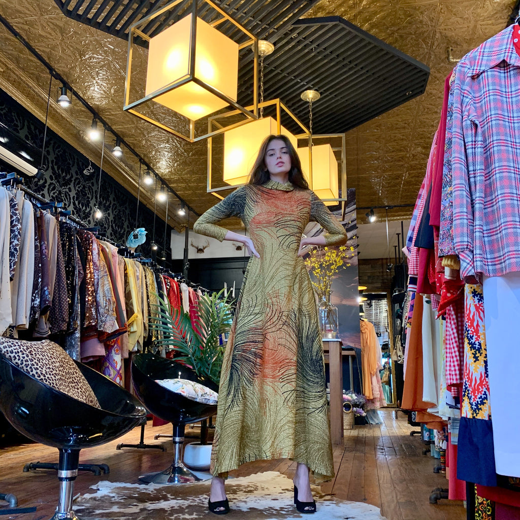 High low gold lurex dress