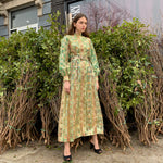 Metallic green and orange gown