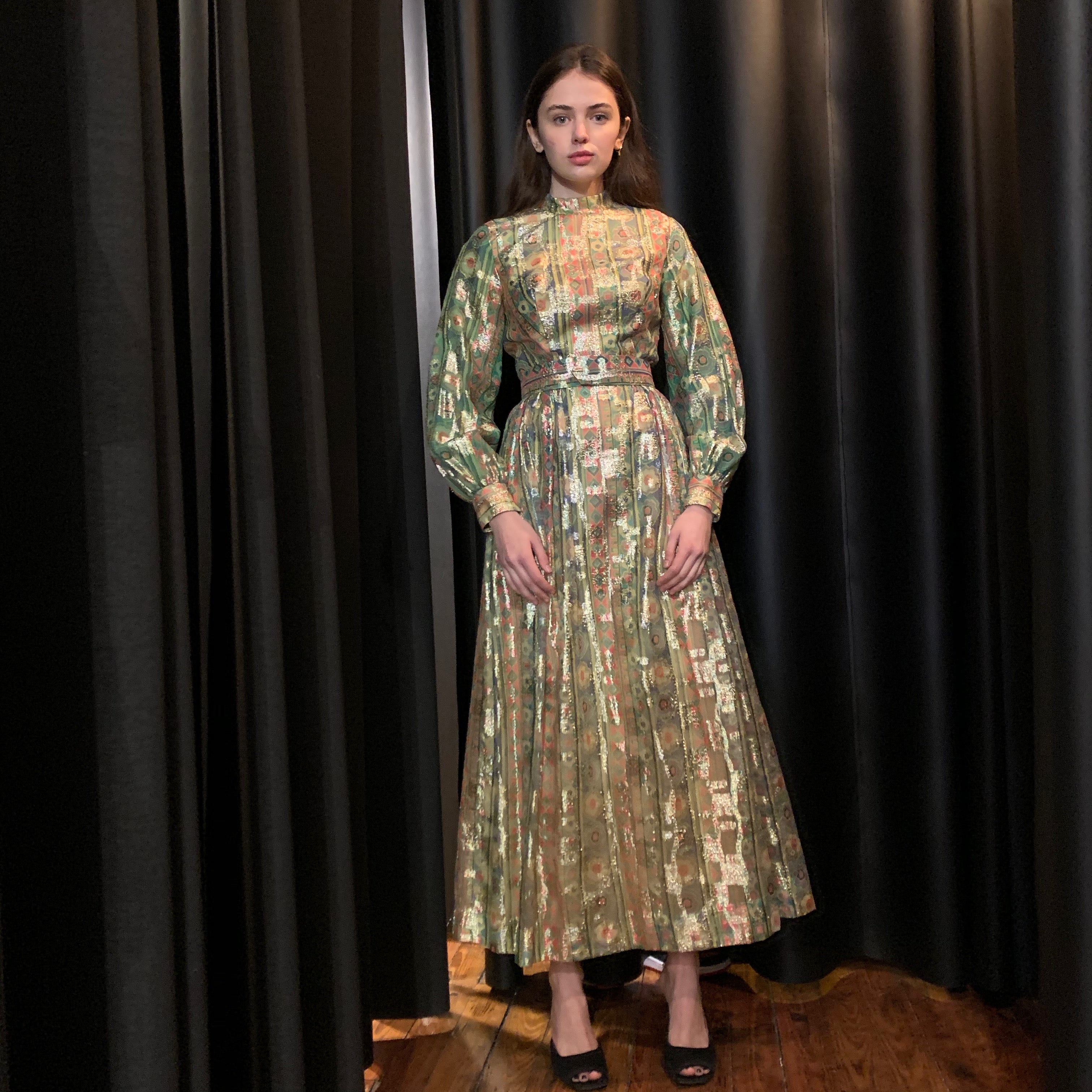 Metallic green and orange gown