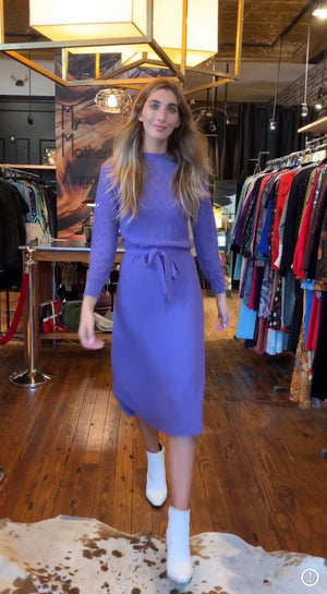 Lilac knit eyelet dress
