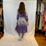 Knife pleated lurex purple dress