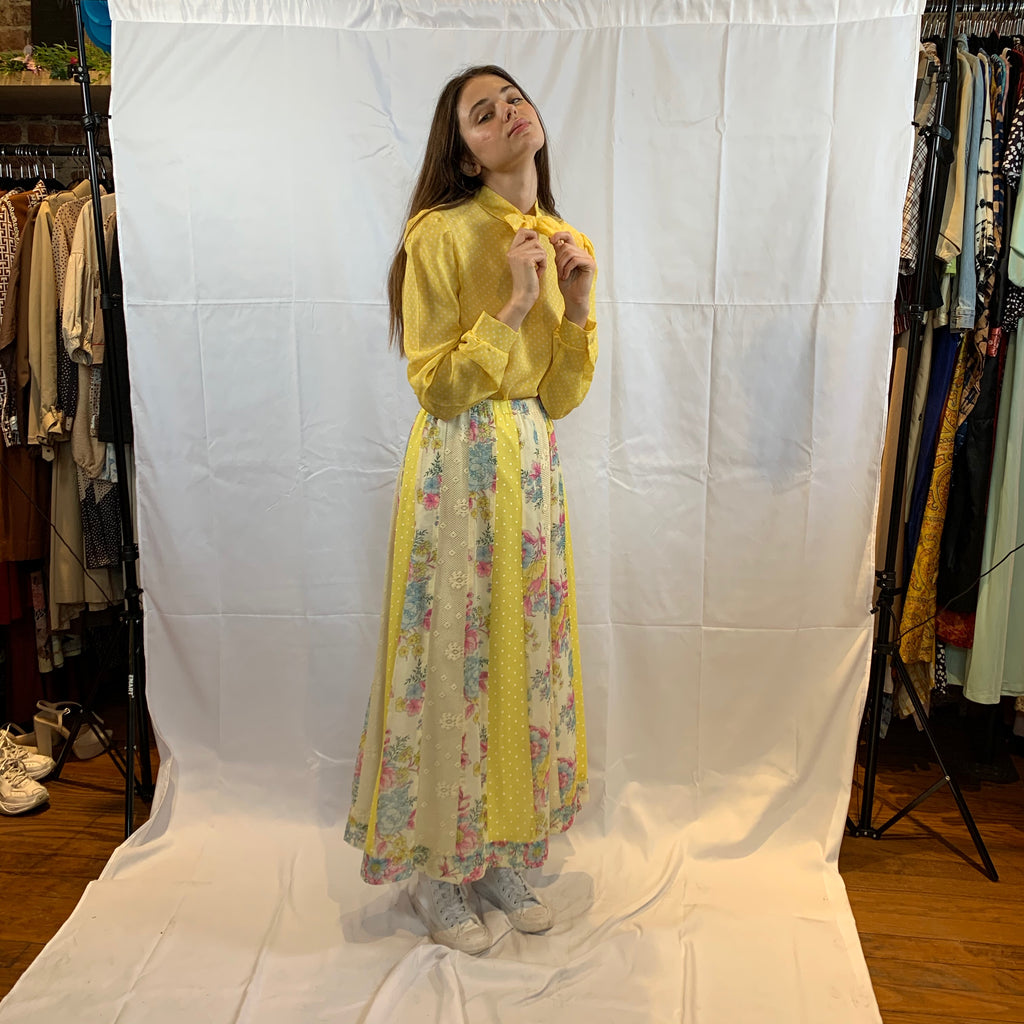 Yellow organza polka dot blouse