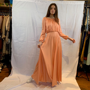 Pleated peach maxi