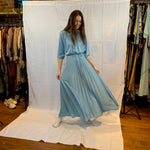Sky blue pleated maxi