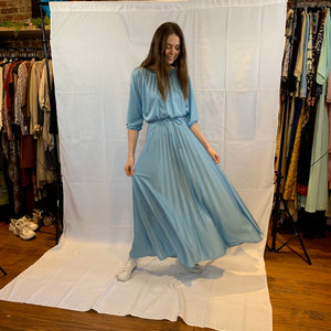 Sky blue pleated maxi