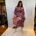 Silky floral pink kimono