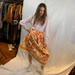 Orange floral quilted skirt