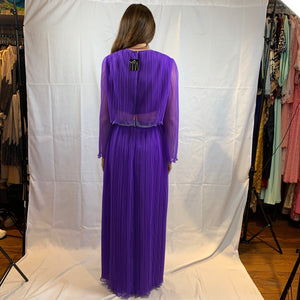 Knife pleated purple gown maxi