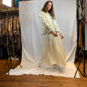 Beige pleated chiffon maxi skirt