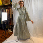 Light blue boho maxi dress with petite yellow flowers